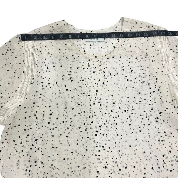 IRO Women's Sz 4-6 White w Black Abstract Dots Gwen Silk Medium Sheer Flowy Blou - Picture 11 of 14